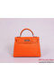 Hermes Kelly 32cm Handle Bag Orange Woven Leather Silver Replica