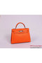 Hermes Kelly 32cm Handle Bag Orange Woven Leather Silver Replica