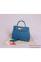 Hermes Kelly 32cm Handle Bag Royalblue Woven Leather Silver Replica