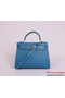 Hermes Kelly 32cm Handle Bag Royalblue Woven Leather Silver Replica
