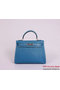 Hermes Kelly 32cm Handle Bag Royalblue Woven Leather Silver Replica