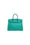 Hermes Kelly 35cm Handle Bag Green Ostrich Leather Silver Replica