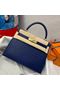 Hermes Kelly Bag Original Leather Ostrich Skin H5600 Dark Blue  Replica