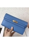 Hermes Kelly Classic Long Wallet In Blue Jean Epsom Leather  Replica