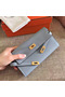 Hermes Kelly Classic Long Wallet In Ciel Epsom Leather  Replica