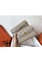 Hermes Kelly Classic Long Wallet In Grey Epsom Leather  Replica