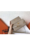 Hermes Kelly Classic Long Wallet In Grey Epsom Leather  Replica