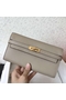 Hermes Kelly Classic Long Wallet In Grey Epsom Leather  Replica