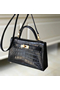 Hermes Kelly Mini II Handmade Bag In Black Crocodile Embossed Leather  Replica