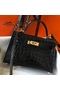 Hermes Kelly Mini II Handmade Bag In Black Crocodile Embossed Leather  Replica