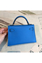Hermes Kelly Mini II Handmade Bag In Blue Chevre Leather  Replica
