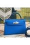 Hermes Kelly Mini II Handmade Bag In Blue Chevre Leather  Replica