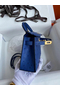 Hermes Kelly Mini II Handmade Bag In Blue Electric Ostrich Leather  Replica