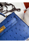 Hermes Kelly Mini II Handmade Bag In Blue Electric Ostrich Leather  Replica