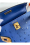 Hermes Kelly Mini II Handmade Bag In Blue Electric Ostrich Leather  Replica
