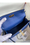 Hermes Kelly Mini II Handmade Bag In Blue Electric Ostrich Leather  Replica