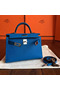 Hermes Kelly Mini II Handmade Bag In Blue Izmir Epsom Leather  Replica