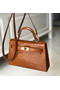 Hermes Kelly Mini II Handmade Bag In Brown Crocodile Embossed Leather  Replica