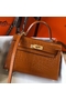 Hermes Kelly Mini II Handmade Bag In Brown Crocodile Embossed Leather  Replica