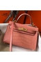 Hermes Kelly Mini II Handmade Bag In Pink Crocodile Embossed Leather  Replica