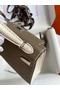 Hermes Kelly Mini II Sellier Bicolor Handmade Bag in Taupe and Craie Epsom Calfskin  Replica