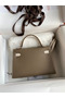 Hermes Kelly Mini II Sellier Bicolor Handmade Bag in Taupe and Craie Epsom Calfskin  Replica