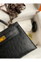 Hermes Kelly Mini II Sellier Handmade Bag In Black Ostrich Leather  Replica