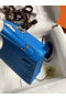Hermes Kelly Mini II Sellier Handmade Bag In Blue Hydra Chevre Mysore Leather  Replica