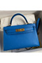 Hermes Kelly Mini II Sellier Handmade Bag In Blue Hydra Chevre Mysore Leather  Replica