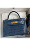 Hermes Kelly Mini II Sellier Handmade Bag In Colvert Shiny Alligator Leather  Replica