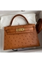 Hermes Kelly Mini II Sellier Handmade Bag In Gold Ostrich Leather  Replica