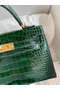 Hermes Kelly Mini II Sellier Handmade Bag In Malachite Shiny Alligator Leather  Replica