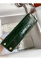 Hermes Kelly Mini II Sellier Handmade Bag In Malachite Shiny Alligator Leather  Replica