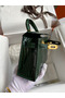 Hermes Kelly Mini II Sellier Handmade Bag In Malachite Shiny Alligator Leather  Replica