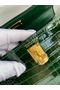 Hermes Kelly Mini II Sellier Handmade Bag In Malachite Shiny Alligator Leather  Replica