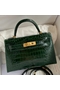 Hermes Kelly Mini II Sellier Handmade Bag In Malachite Shiny Alligator Leather  Replica