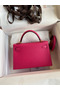 Hermes Kelly Mini II Sellier Handmade Bag In Rose Red Epsom Calfskin  Replica