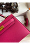 Hermes Kelly Mini II Sellier Handmade Bag In Rose Red Epsom Calfskin  Replica