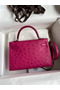 Hermes Kelly Mini II Sellier Handmade Bag In Rose Red Ostrich Leather  Replica