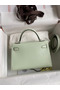 Hermes Kelly Mini II Sellier Handmade Bag In Vert Fizz Chevre Mysore Leather  Replica