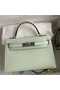 Hermes Kelly Mini II Sellier Handmade Bag In Vert Fizz Chevre Mysore Leather  Replica