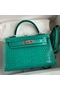 Hermes Kelly Mini II Sellier Handmade Bag In Vert Jude Shiny Alligator Leather  Replica