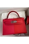Hermes Kelly Mini II Sellier Tri-color Bag In Red/Rose Extreme/Blue Epsom Calfskin  Replica