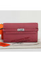 Hermes Kelly Original Leather Bi-Fold Wallet A708 Burgundy  Replica