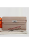 Hermes Kelly Original Leather Bi-Fold Wallet A708 Light Gray  Replica