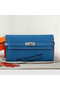 Hermes Kelly Original Saffiano Leather Bi-Fold Wallet A708 Blue  Replica