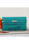 Hermes Kelly Original Saffiano Leather Bi-Fold Wallet A708 Light Green  Replica
