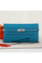 Hermes Kelly Original Saffiano Leather Bi-Fold Wallet A708 Medium Blue  Replica