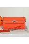 Hermes Kelly Original Saffiano Leather Bi-Fold Wallet A708 Orange  Replica