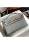 Hermes Kelly Pochette Bag In Blue Glacier Epsom Leather  Replica
